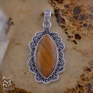 Handmade Tiger's Eye Sterling Silver Pendant